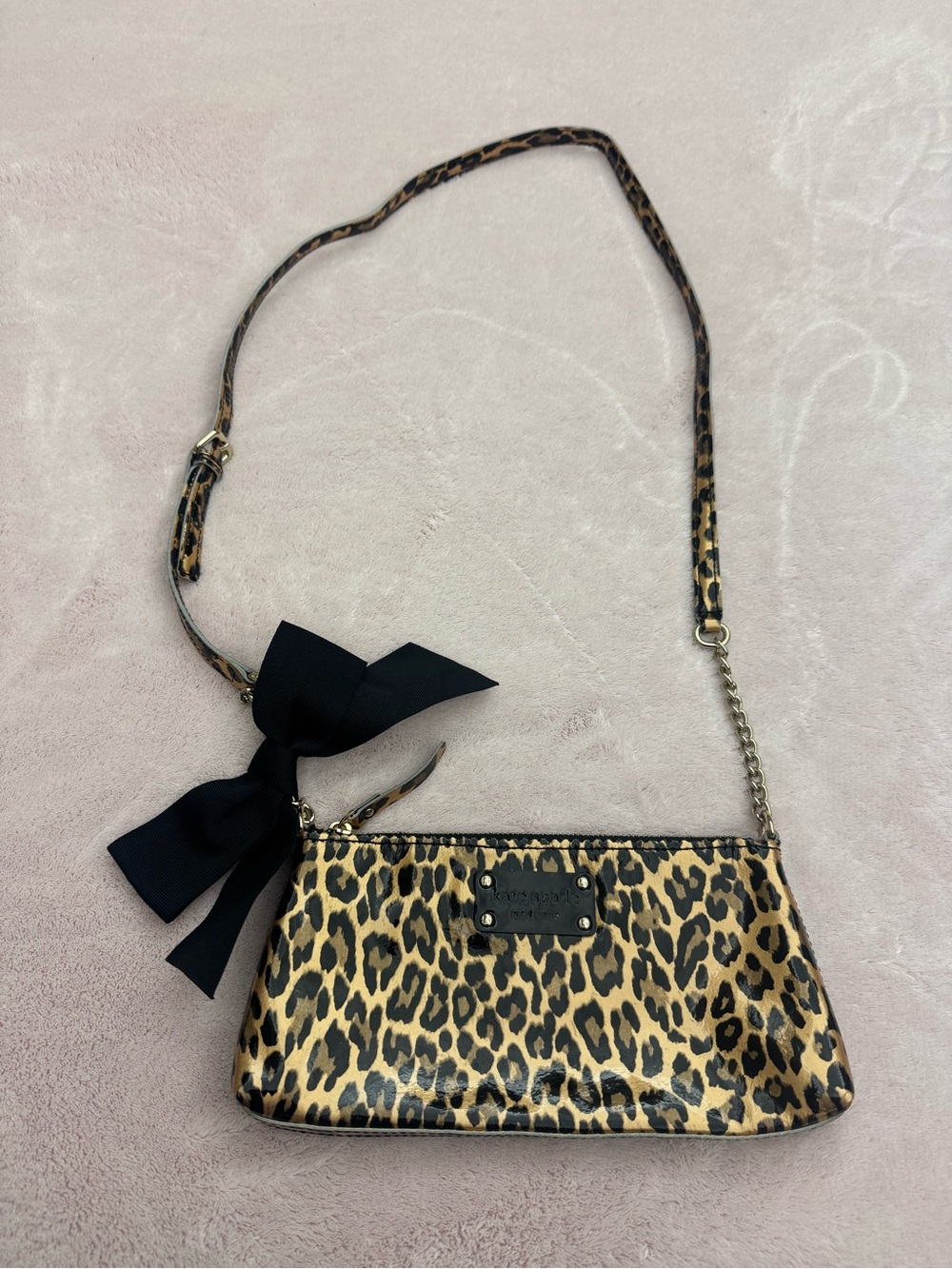 kate spade Leopard Print Crossbody with Black Bow